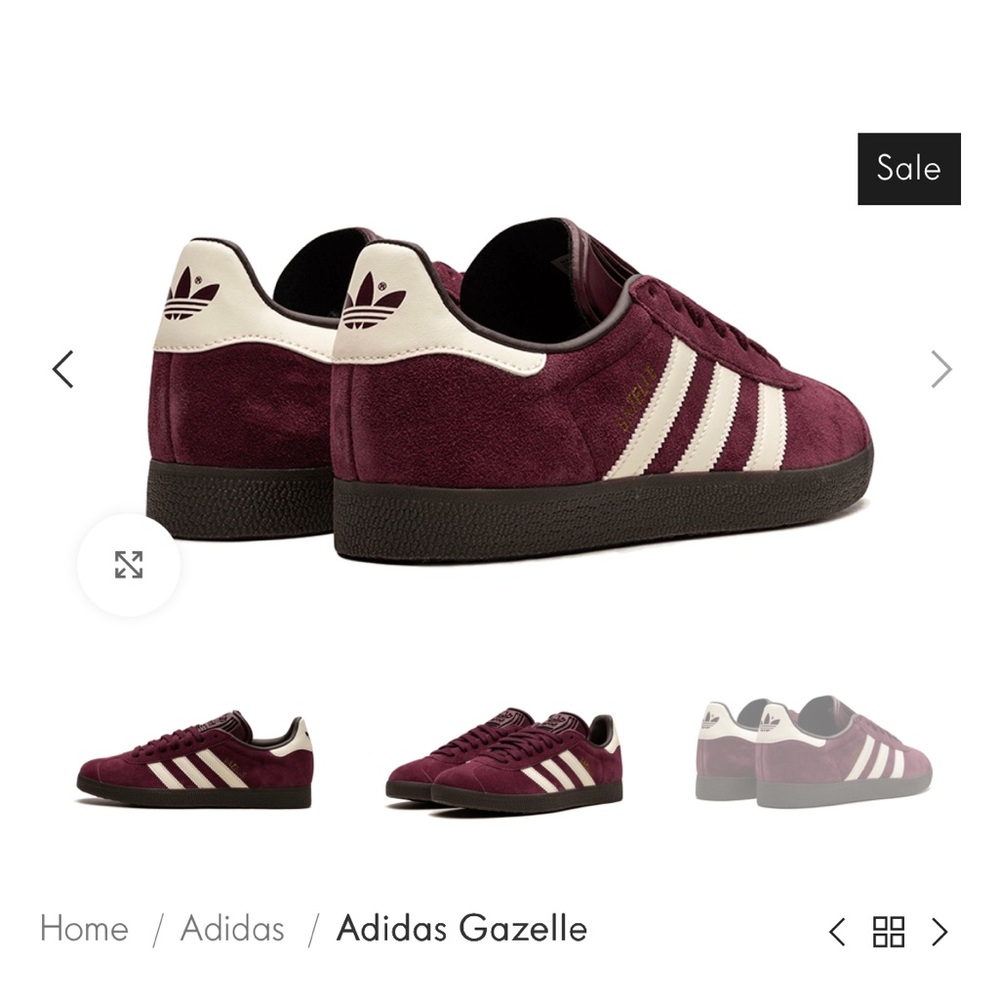 adidas Originals Gazelle Maroon and White Sneakers